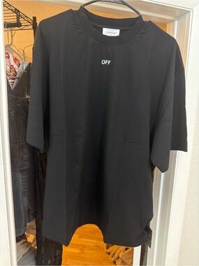 Off-White Black Tee with Small White 'OFF' Chest Logo